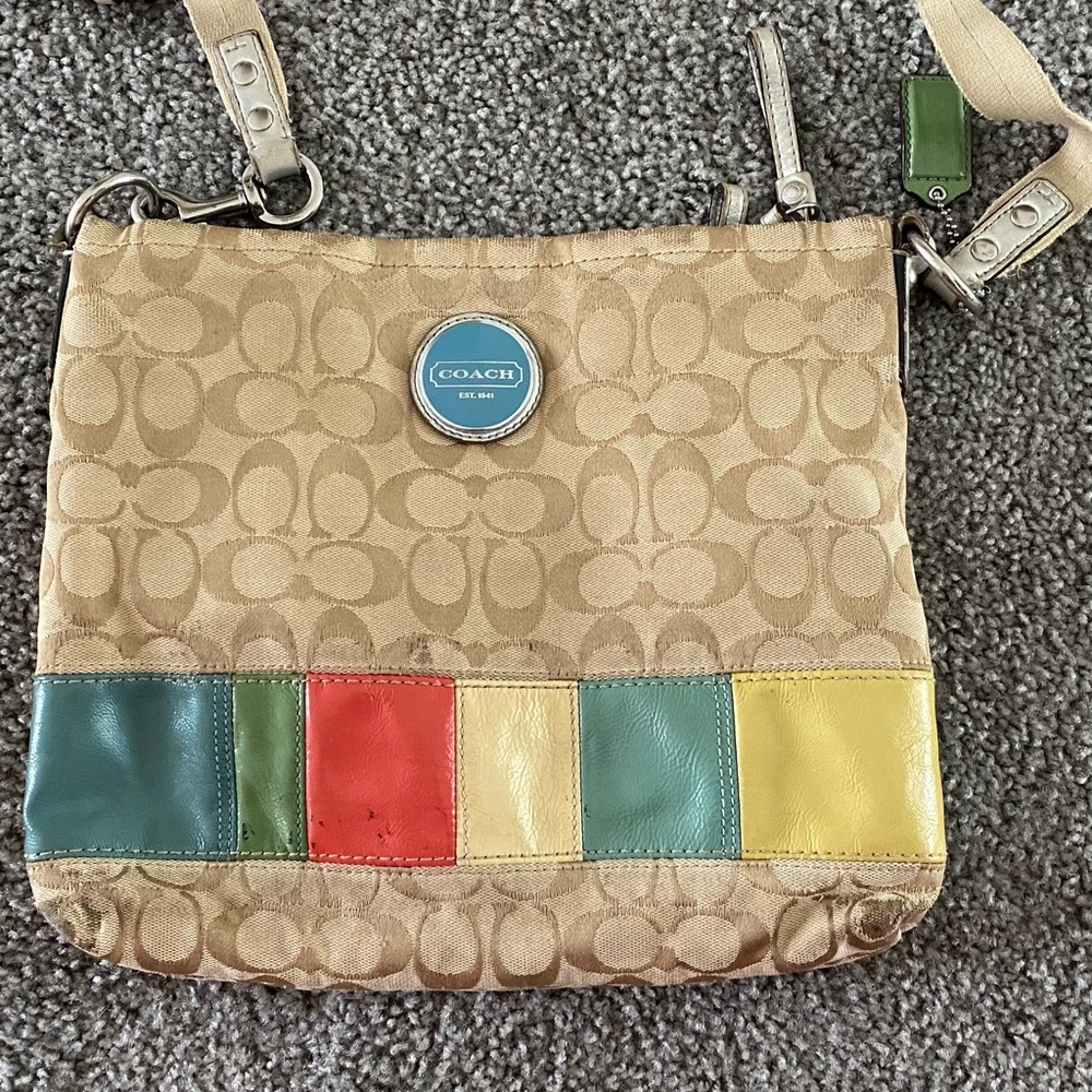 COPY - Coach multicolore strip in patent leather
